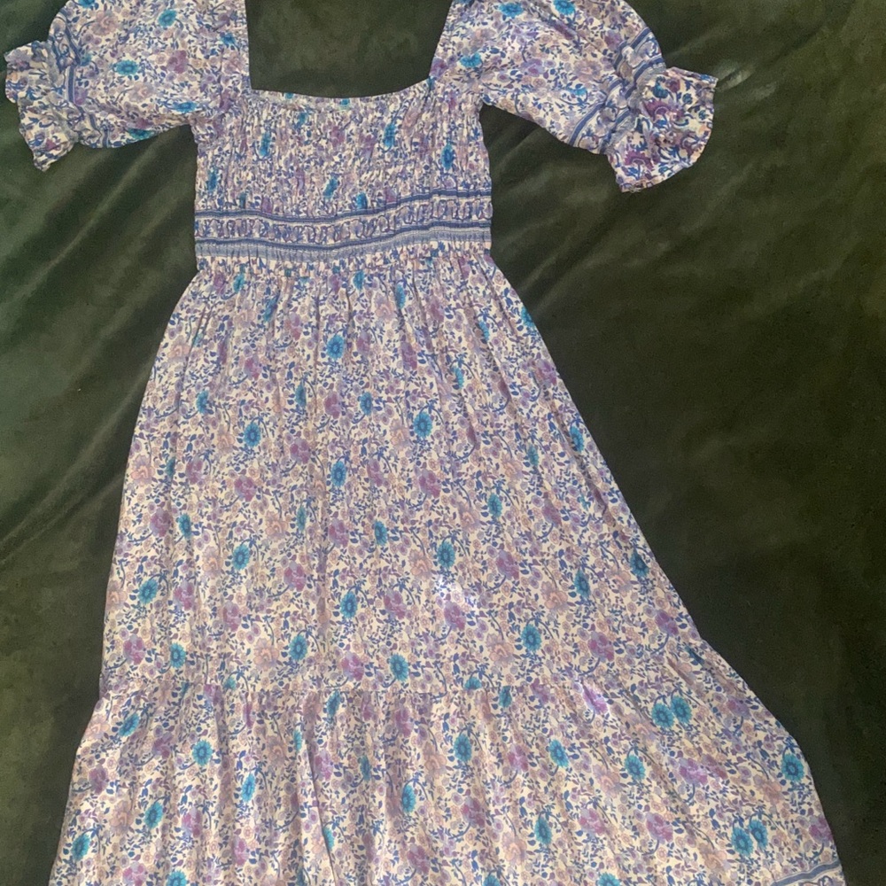Floral Blue and Purple Women's Dress